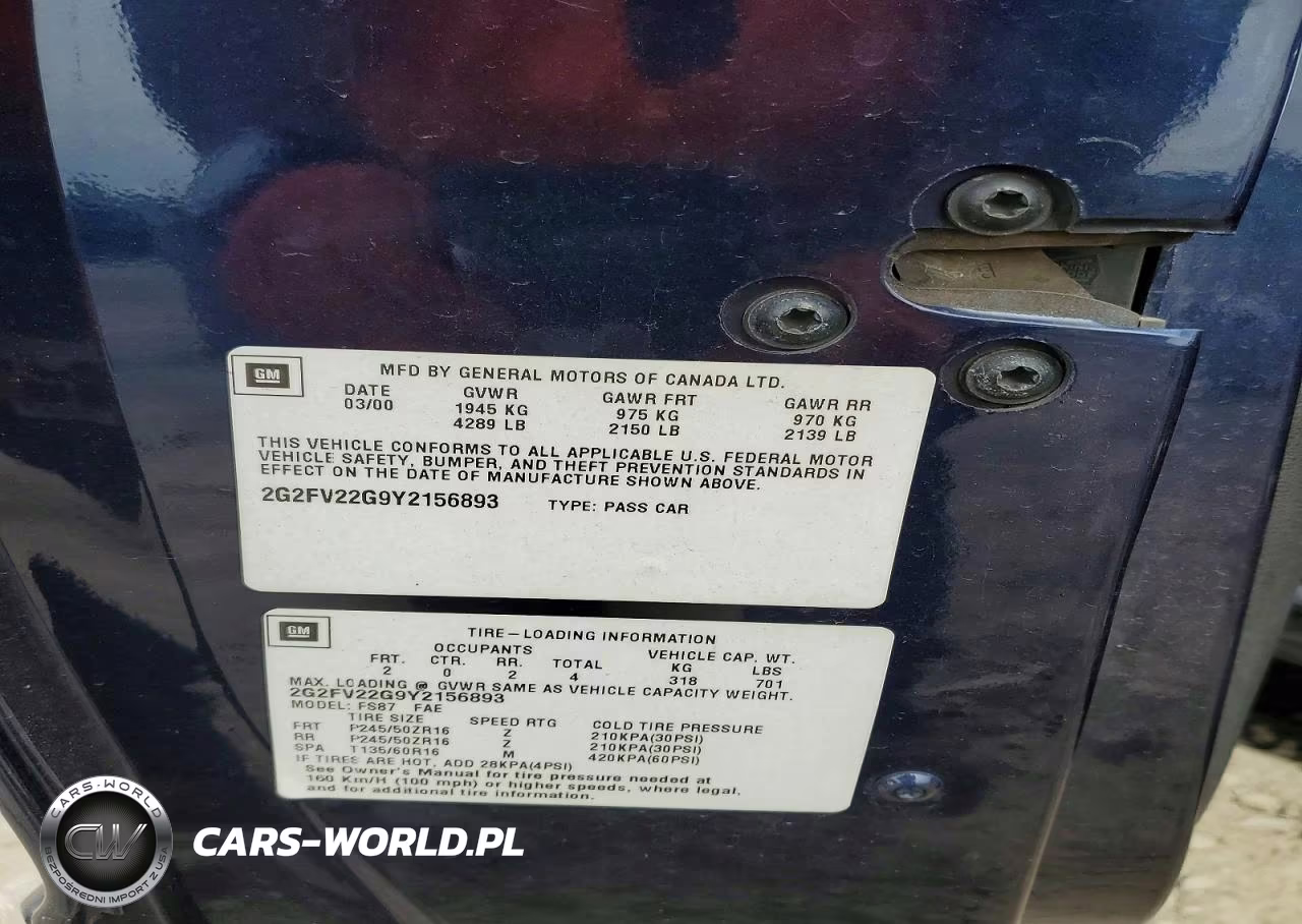 2000 Pontiac Firebird Formula VIN:2G2FV22G9Y2156893 - 12