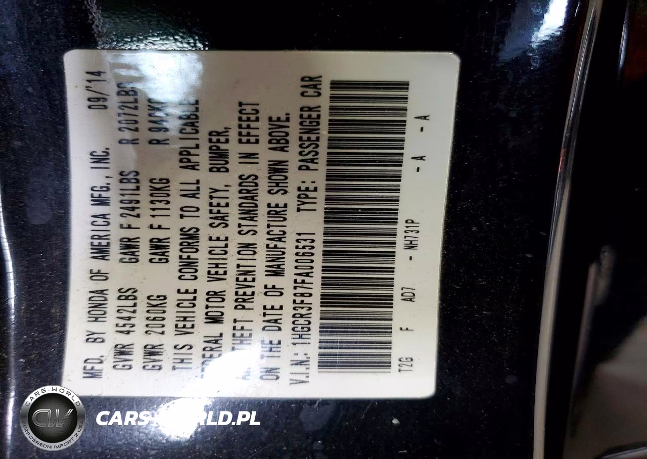 2015 Honda Accord Exl VIN:1HGCR3F87FA006531 - 12
