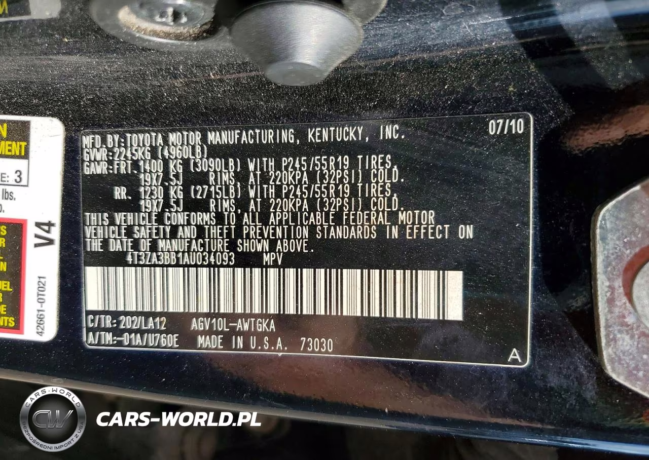 2010 Toyota Venza Fwd 4Cyl VIN:4T3ZA3BB1AU034093 - 14