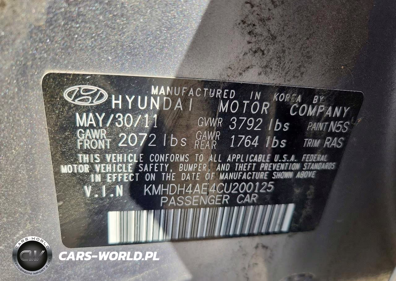 2012 Hyundai Elantra Gls VIN:KMHDH4AE4CU200125 - 12