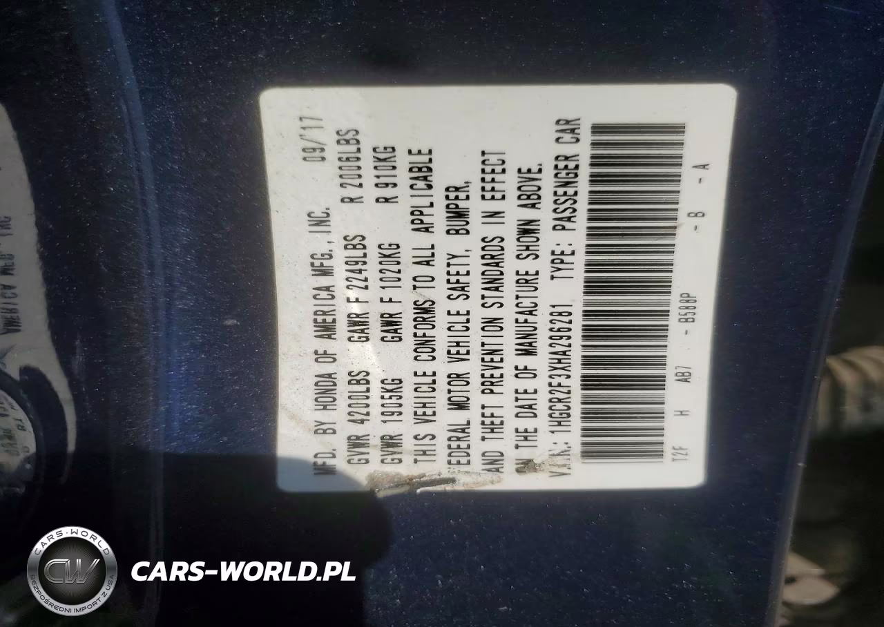 2017 Honda Accord Lx VIN:1HGCR2F3XHA296281 - 13