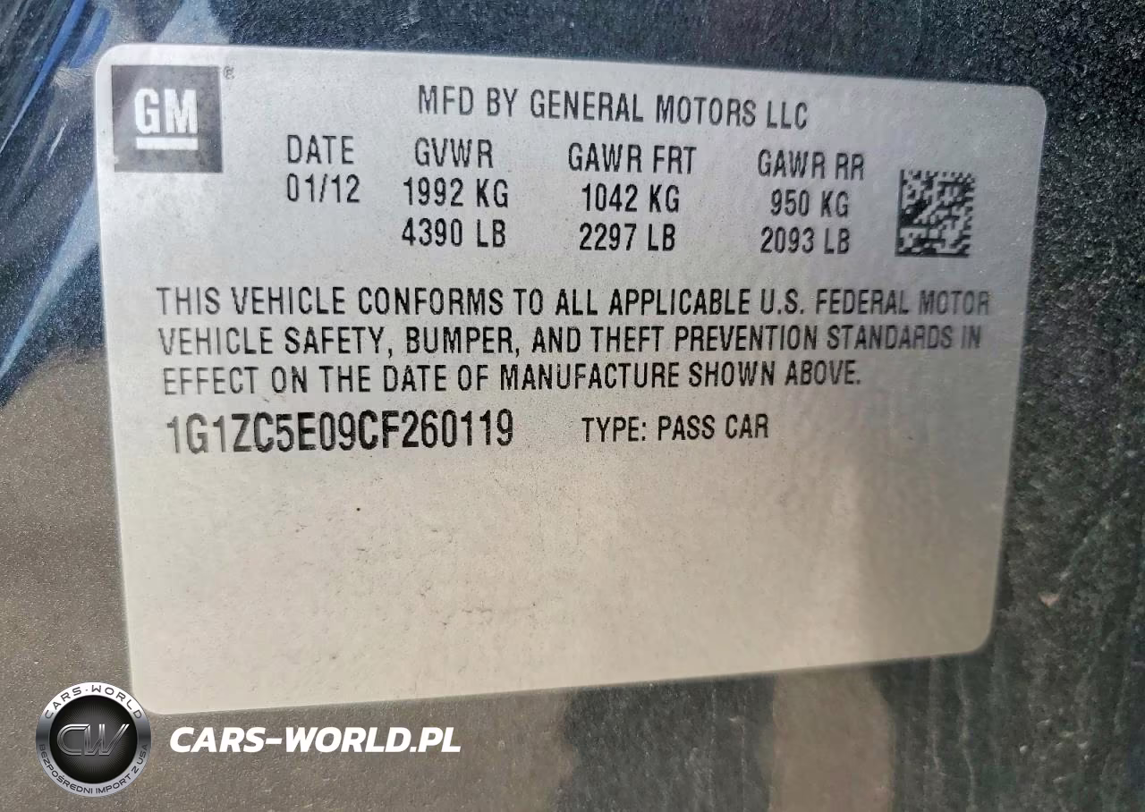 2012 Chevrolet Malibu 1Lt VIN:1G1ZC5E09CF260119 - 12