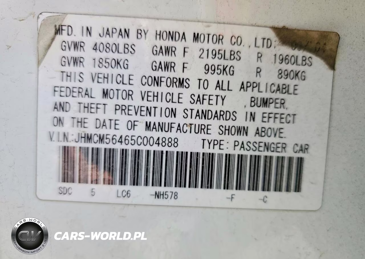 2005 Honda Accord Lx VIN:JHMCM56465C004888 - 12