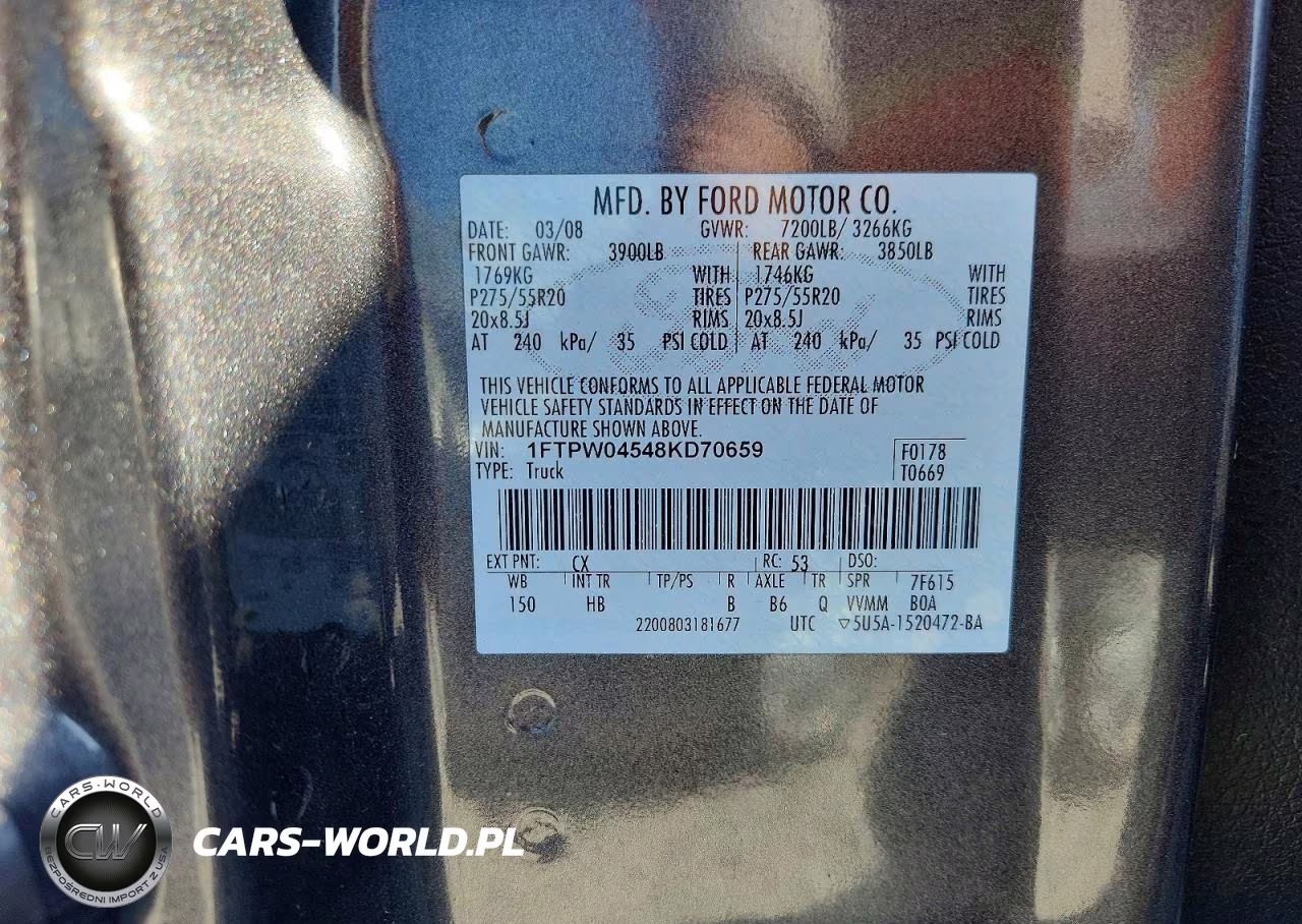 2008 Ford F150 Supercrew VIN:1FTPW04548KD70659 - 12