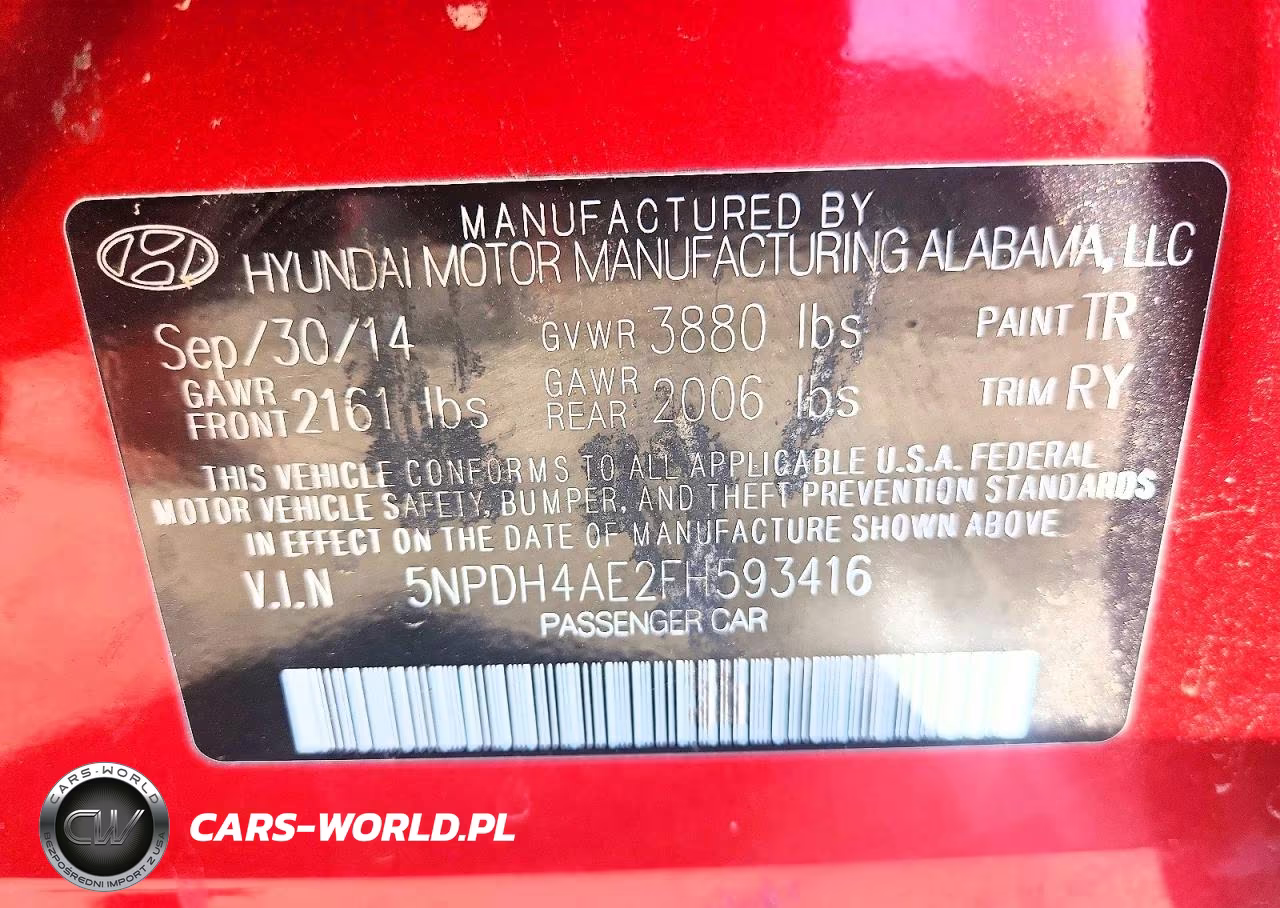 2015 Hyundai Elantra Se VIN:5NPDH4AE2FH593416 - 12