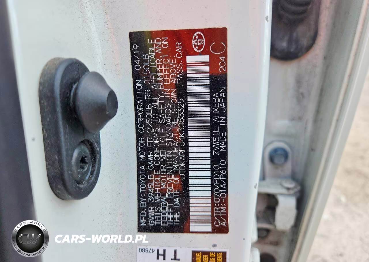 2019 Toyota Prius VIN:JTDKARFU4K3083325 - 12