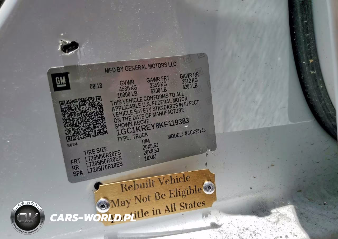 CHEVROLET SILVERADO VIN:1GC1KREY8KF119383 - 12