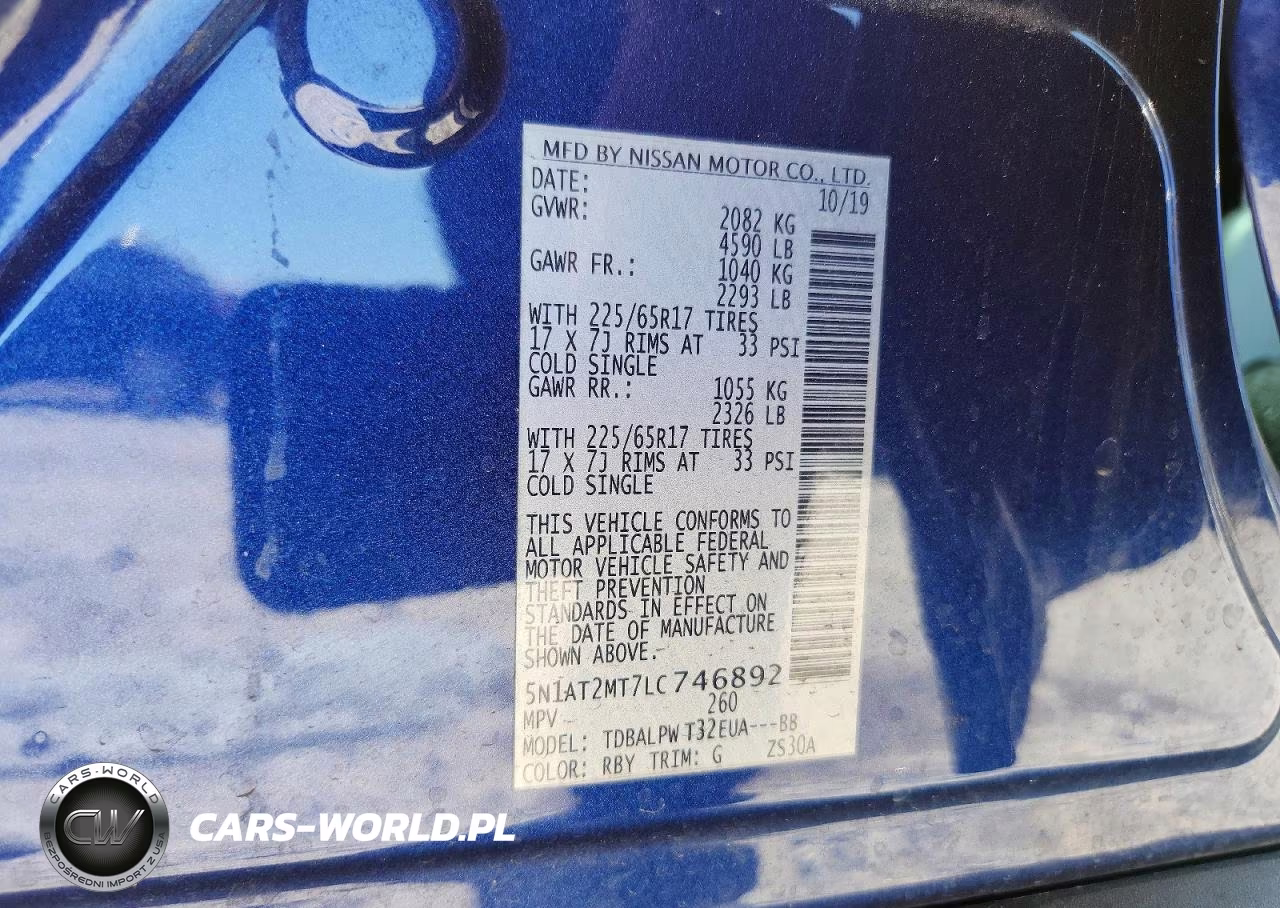 2020 Nissan Rogue S VIN:5N1AT2MT7LC746892 - 13