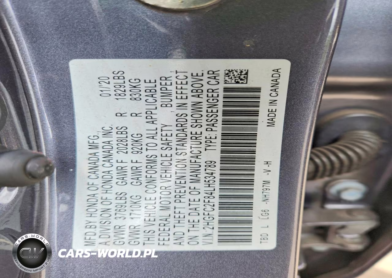 2020 Honda Civic Sport VIN:2HGFC2F84LH534789 - 13