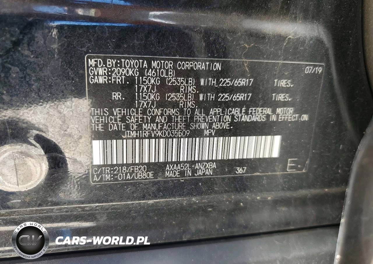2019 Toyota Rav4 Le VIN:JTMH1RFV9KD035509 - 14