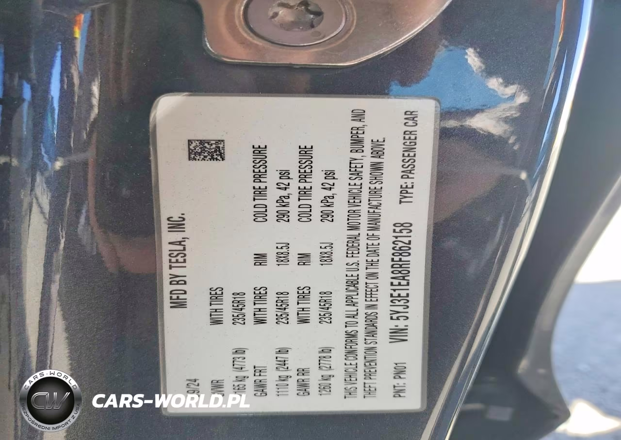 2024 Tesla Model 3 VIN:5YJ3E1EA8RF862158 - 13