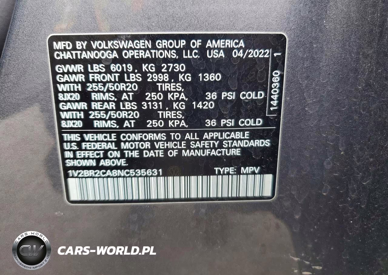 2022 Volkswagen Atlas Sel VIN:1V2BR2CA8NC535631 - 13