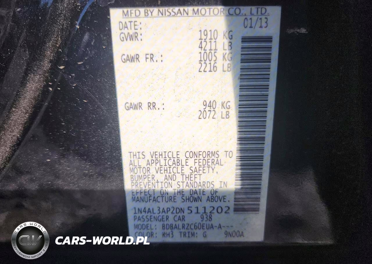 2013 Nissan Altima 2.5 VIN:1N4AL3AP2DN511202 - 12