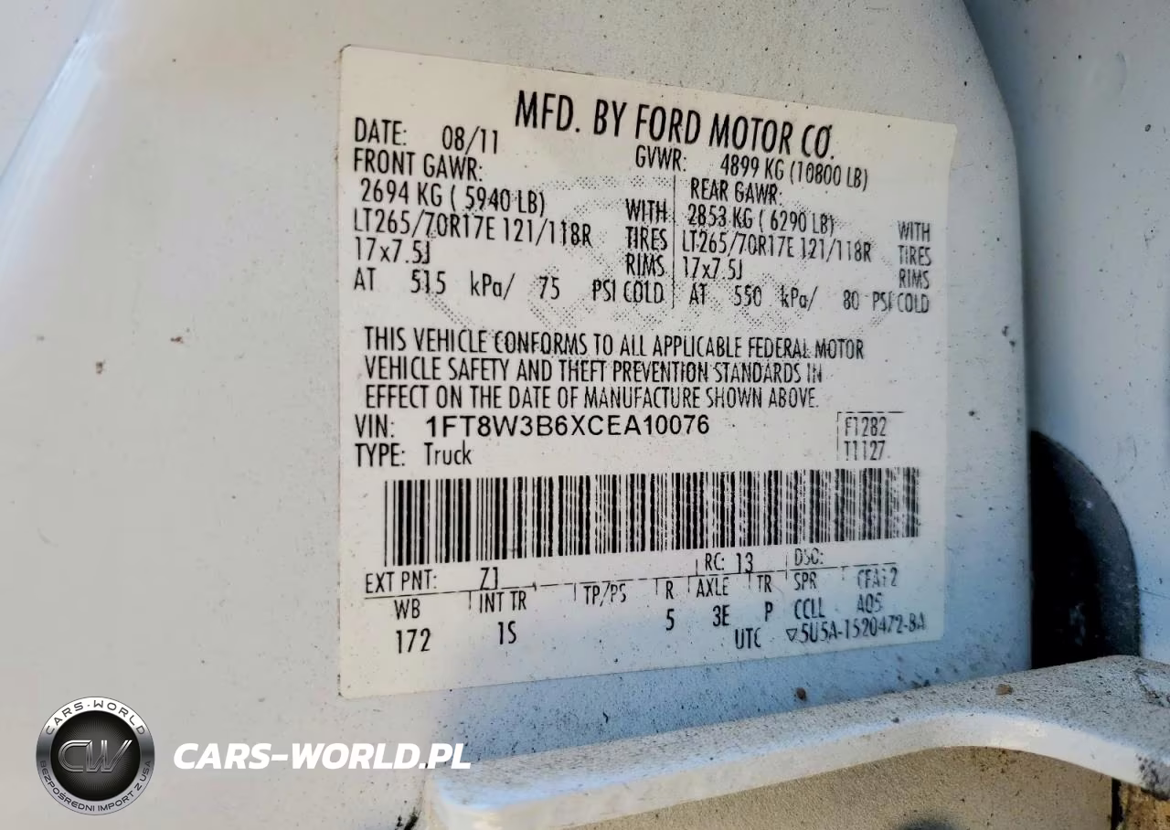 2012 Ford F350 Super Duty VIN:1FT8W3B6XCEA10076 - 13