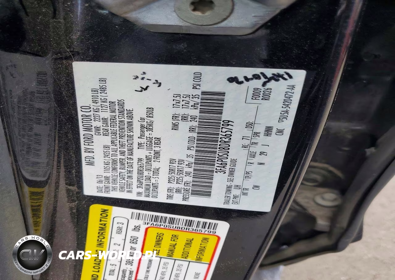 2013 Ford Fusion Titanium Phev VIN:3FA6P0SU8DR365799 - 13