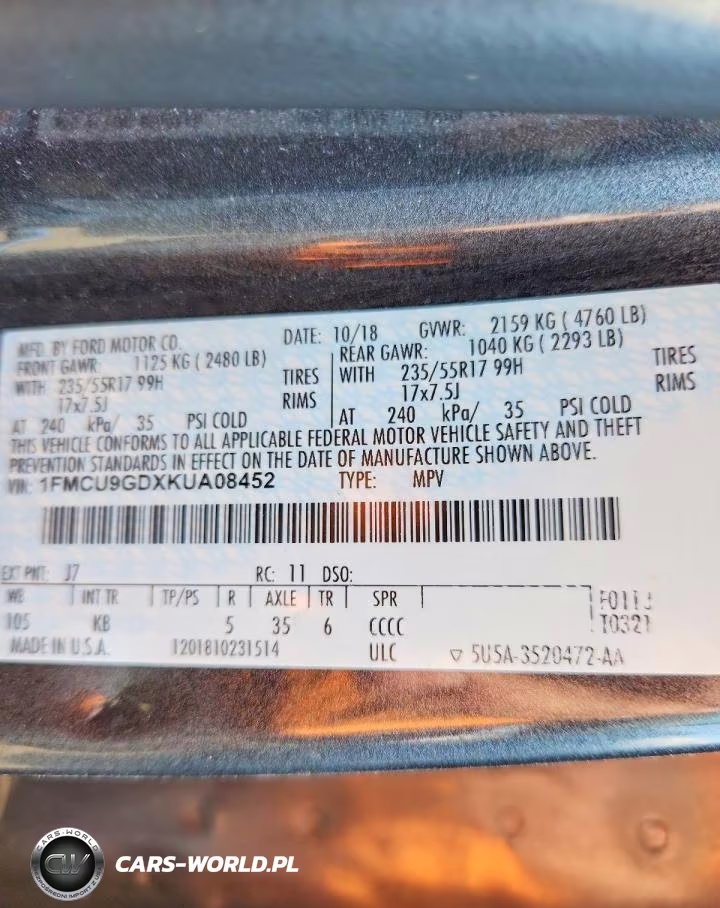 2019 Ford Escape Se VIN:1FMCU9GDXKUA08452 - 13
