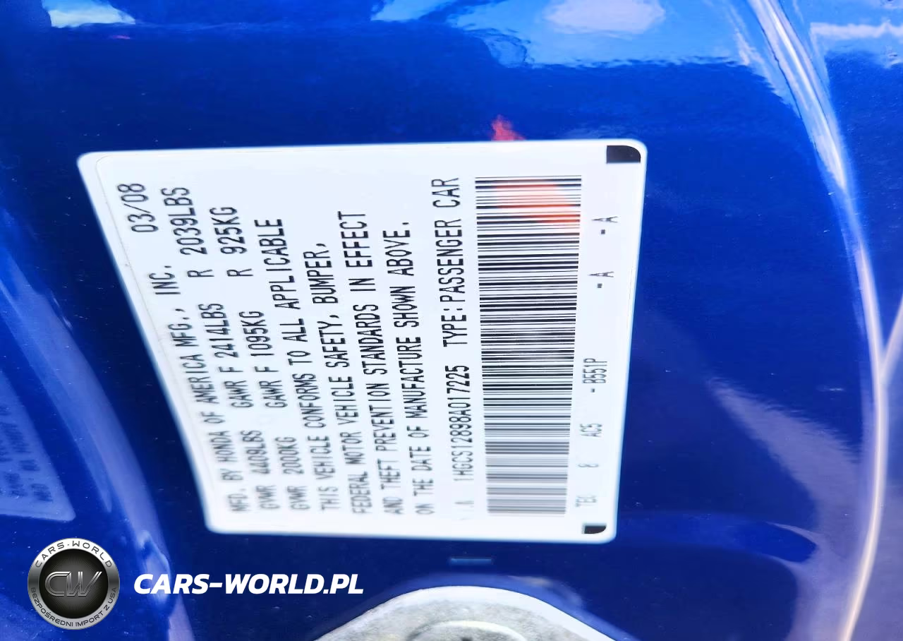 2008 Honda Accord Exl VIN:1HGCS12898A017225 - 12
