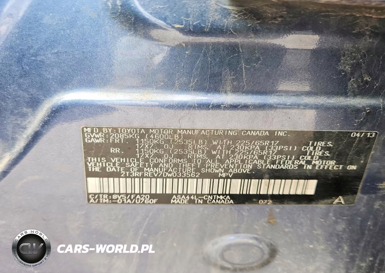 2013 Toyota Rav4 Xle VIN:2T3RFREV7DW033562 - 13