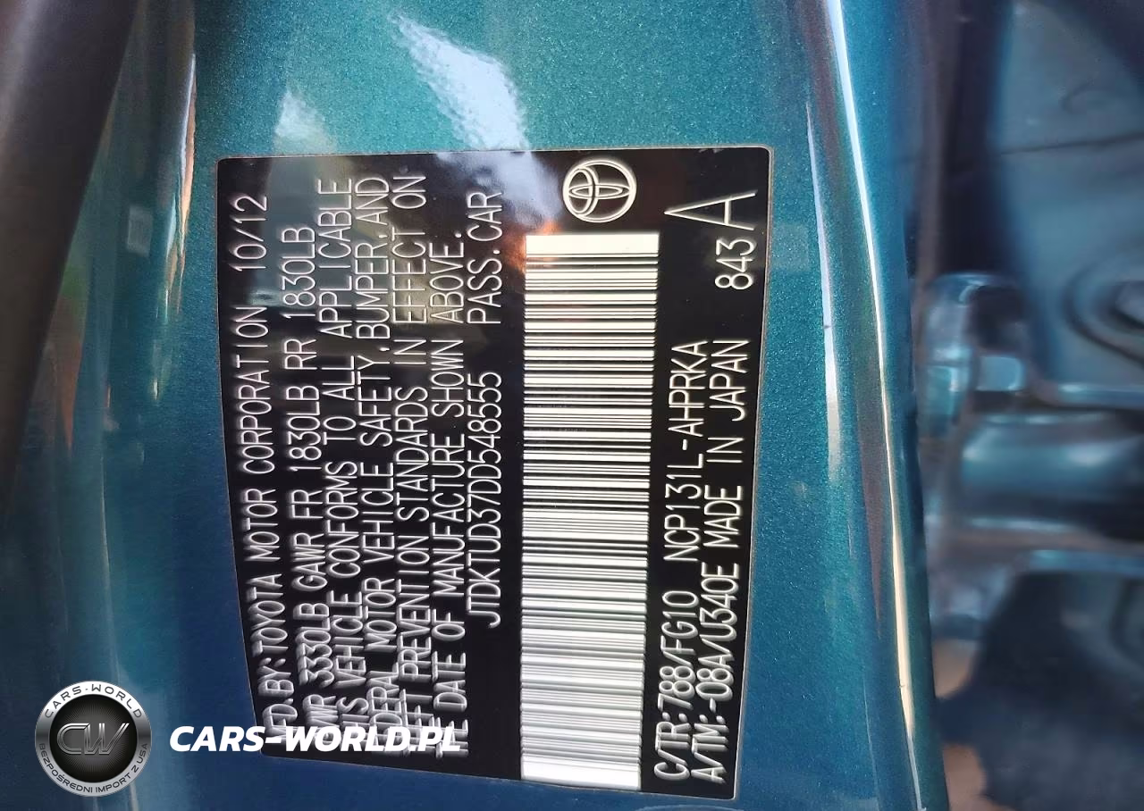 2013 Toyota Yaris 5-Door Le VIN:JTDKTUD37DD548555 - 12