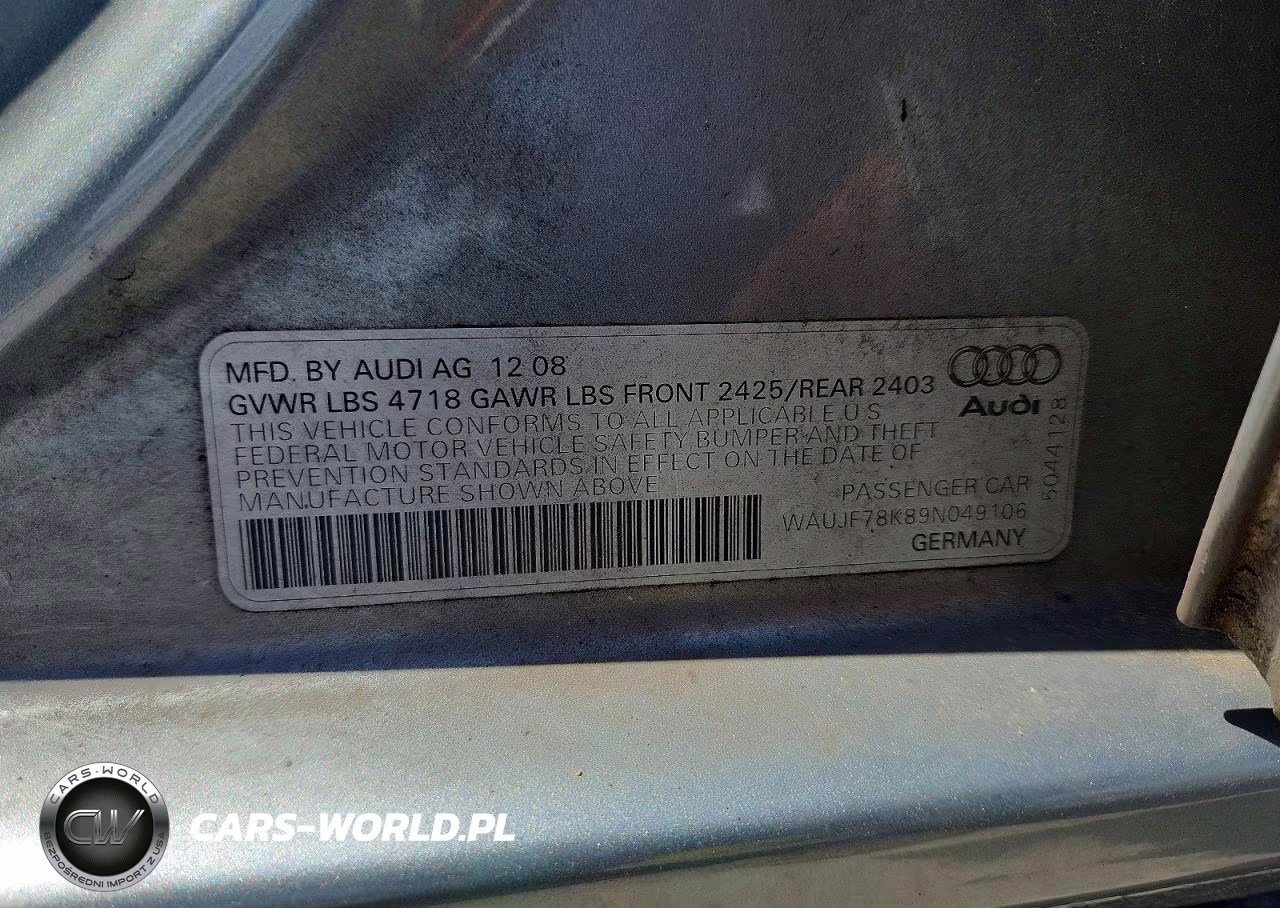 2009 Audi A4 Premium Plus VIN:WAUJF78K89N049106 - 12