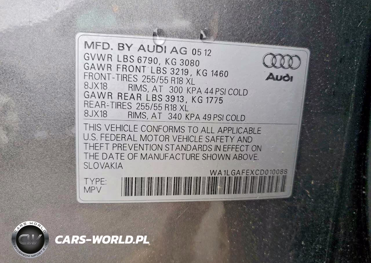2012 Audi Q7 Premium Plus VIN:WA1LGAFEXCD010088 - 13