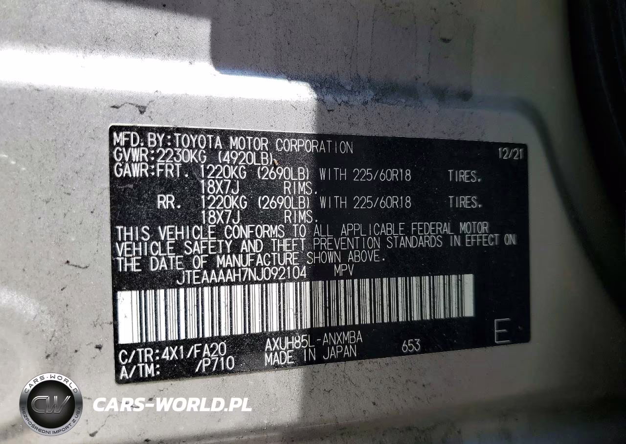 2022 Toyota Venza Le VIN:JTEAAAAH7NJ092104 - 12