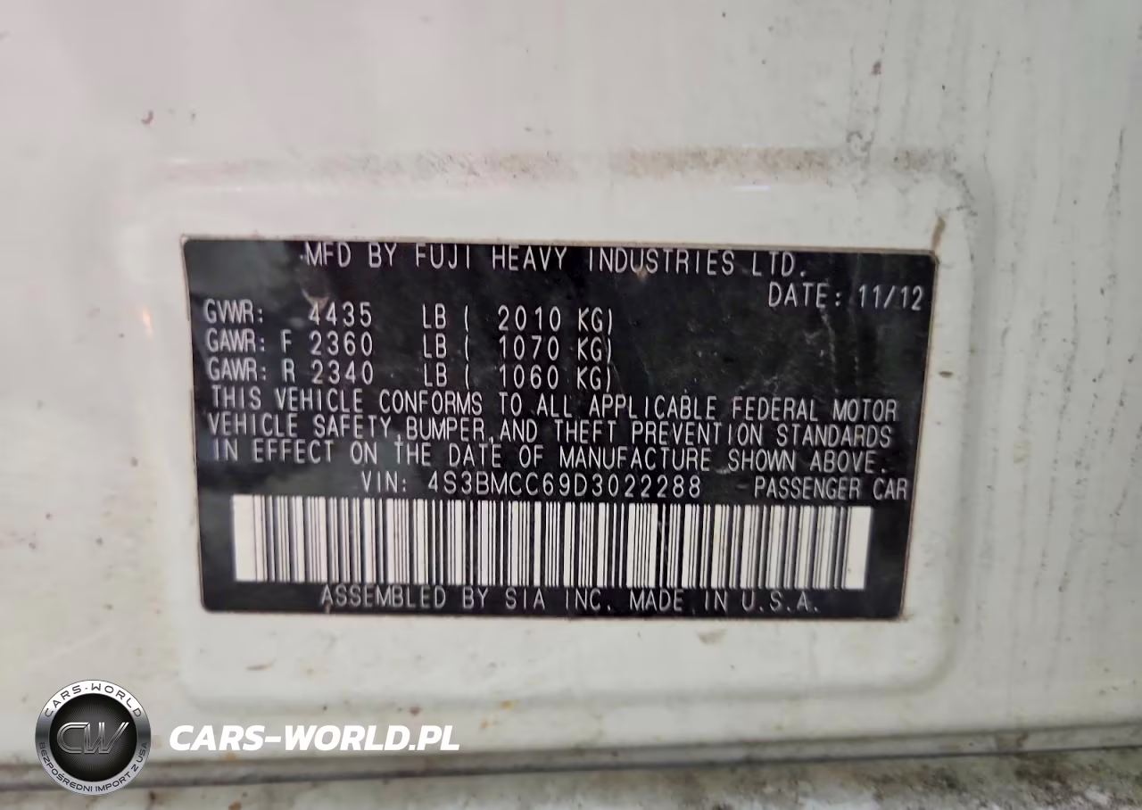 2013 Subaru Legacy 2.5I Premium VIN:4S3BMCC69D3022288 - 12
