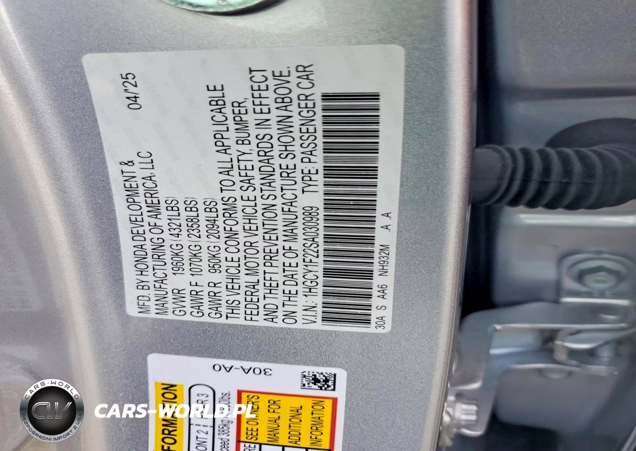 2025 Honda Accord Lx VIN:1HGCY1F22SA030989 - 12