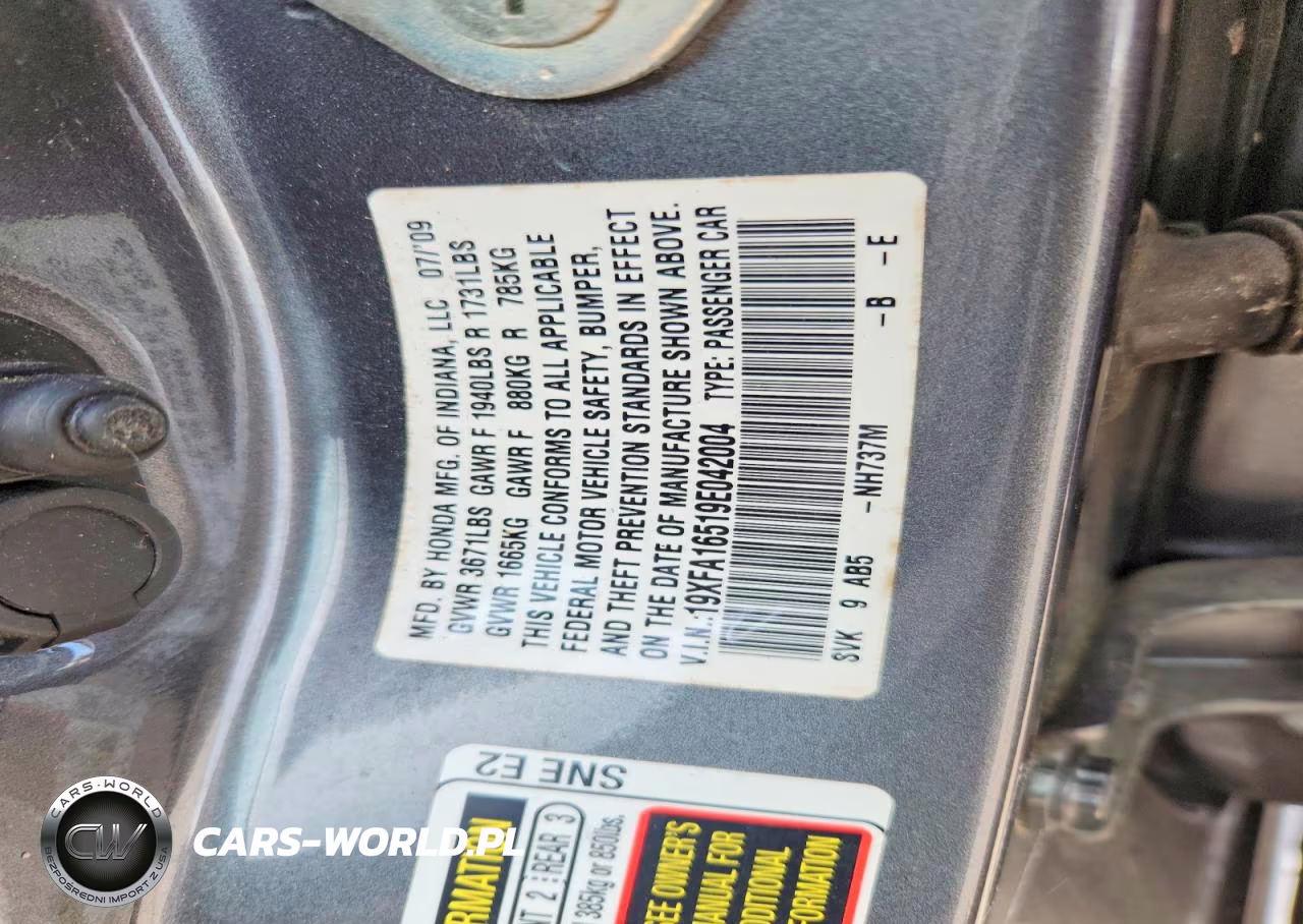 2009 Honda Civic Lx VIN:19XFA16519E042004 - 13