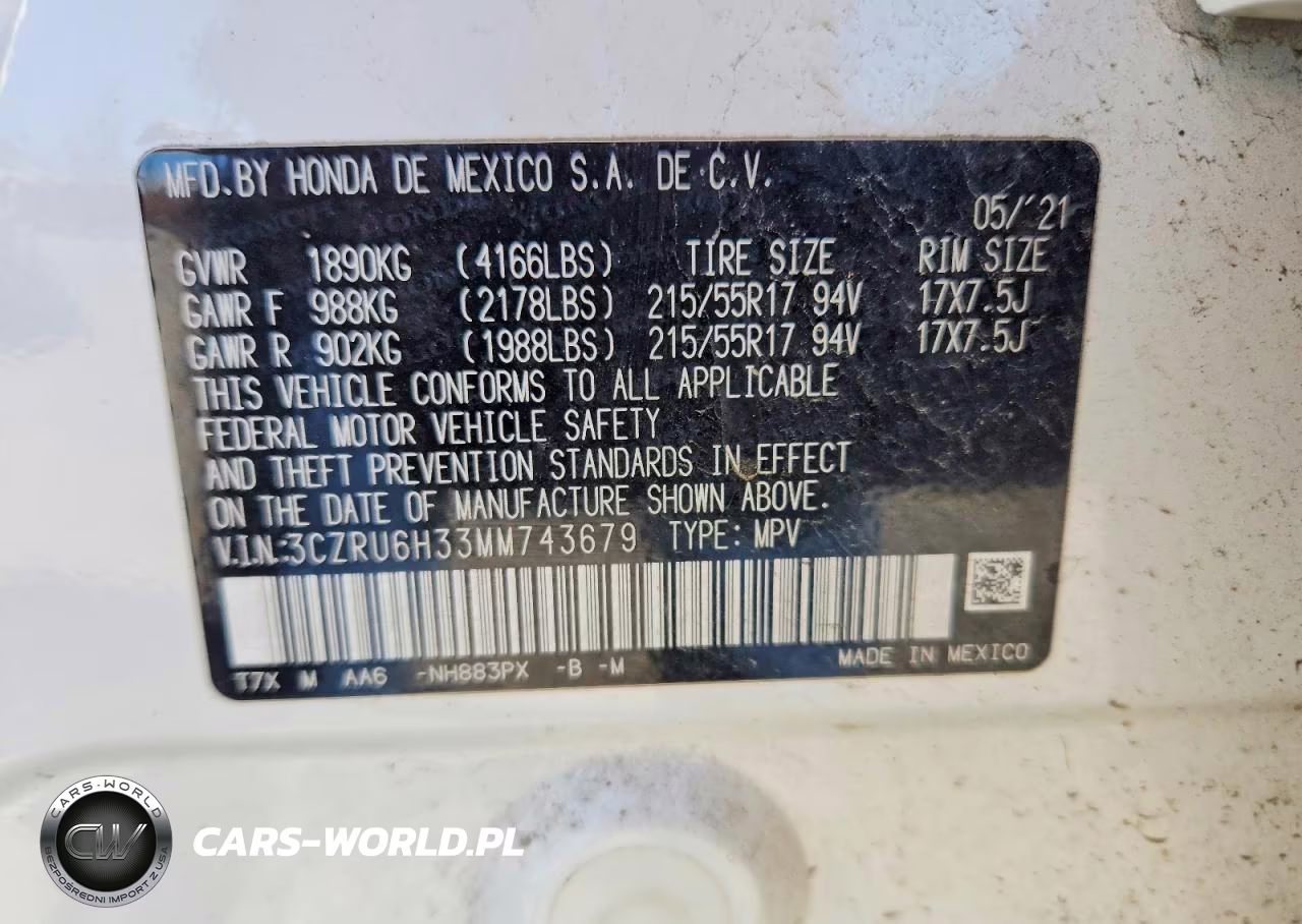 2021 Honda Hr-V Lx VIN:3CZRU6H33MM743679 - 13