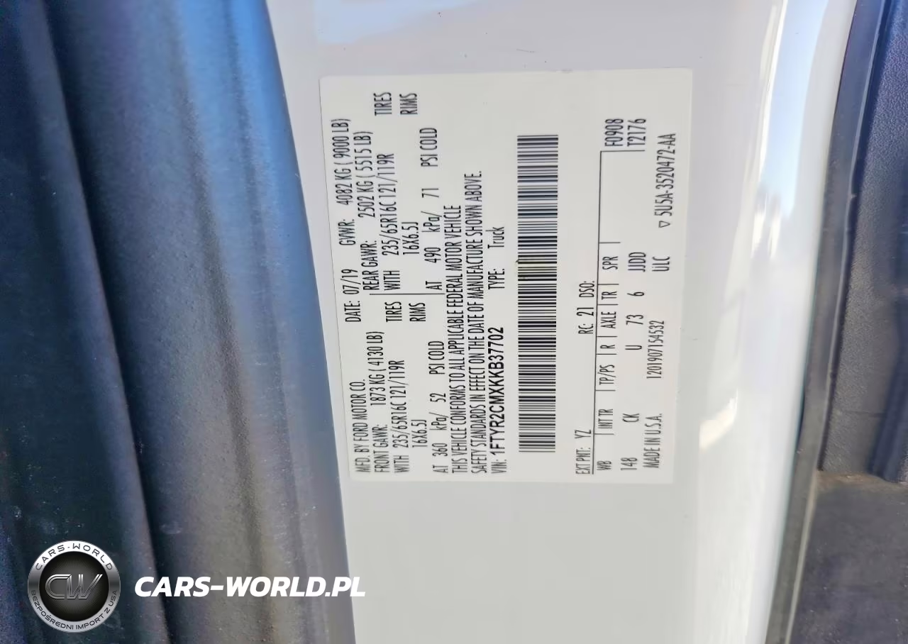 2019 Ford Transit T-250 VIN:1FTYR2CMXKKB37702 - 13
