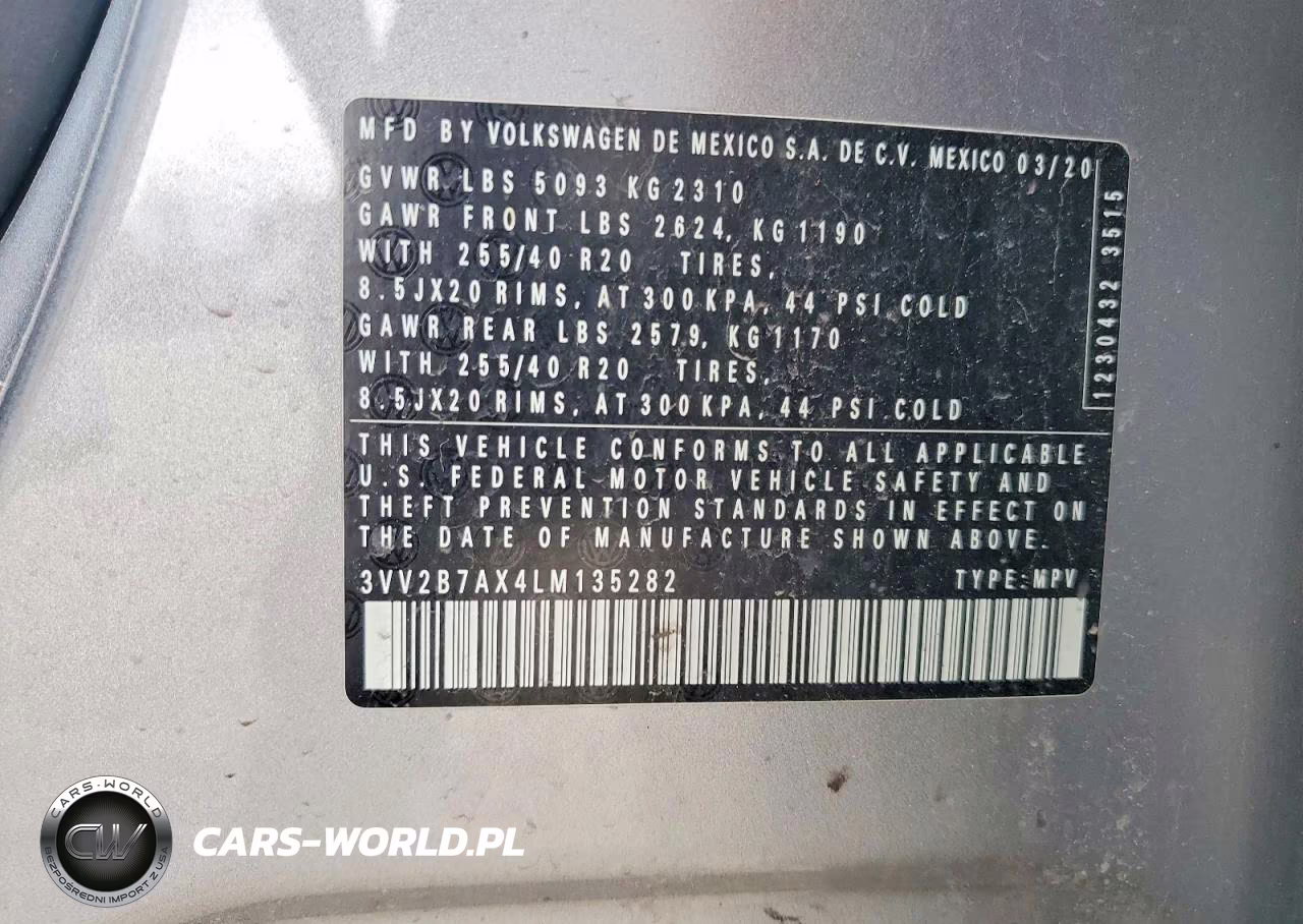 2020 Volkswagen Tiguan Se VIN:3VV2B7AX4LM135282 - 12