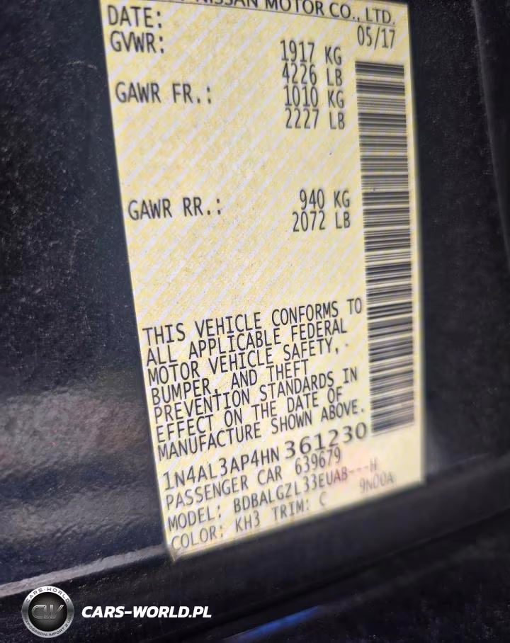 2017 Nissan Altima 2.5 S VIN:1N4AL3AP4HN361230 - 10