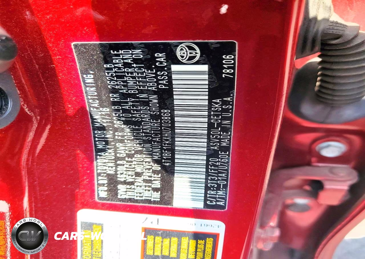2017 Toyota Camry Se VIN:4T1BF1FKXHU703868 - 12