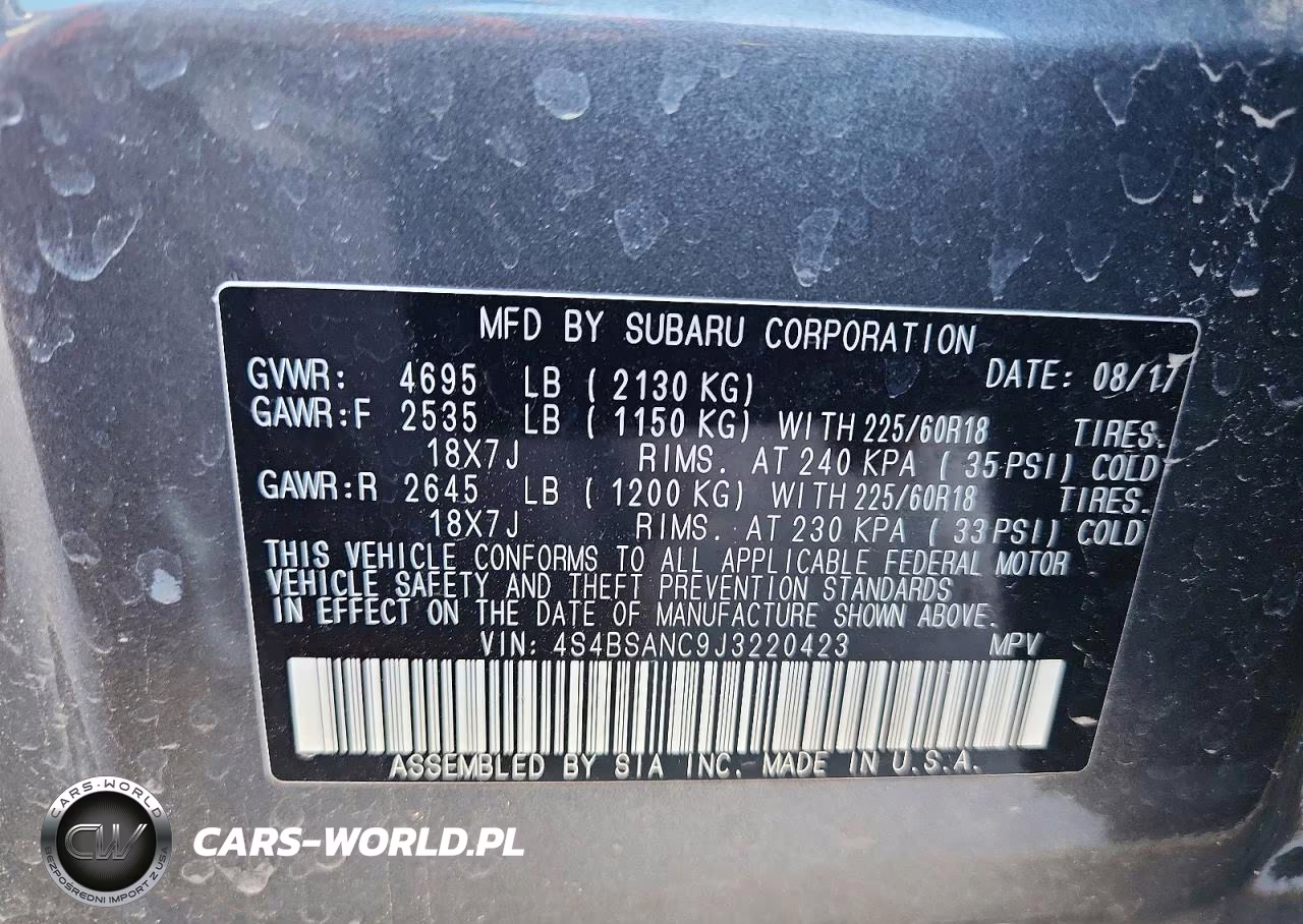2018 Subaru Outback 2.5I Limited VIN:4S4BSANC9J3220423 - 13