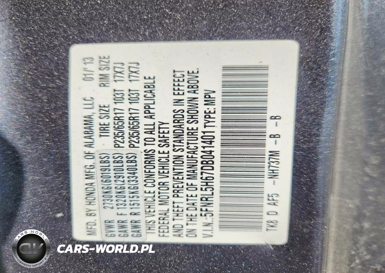 2013 Honda Odyssey Exl VIN:5FNRL5H67DB041401 - 13