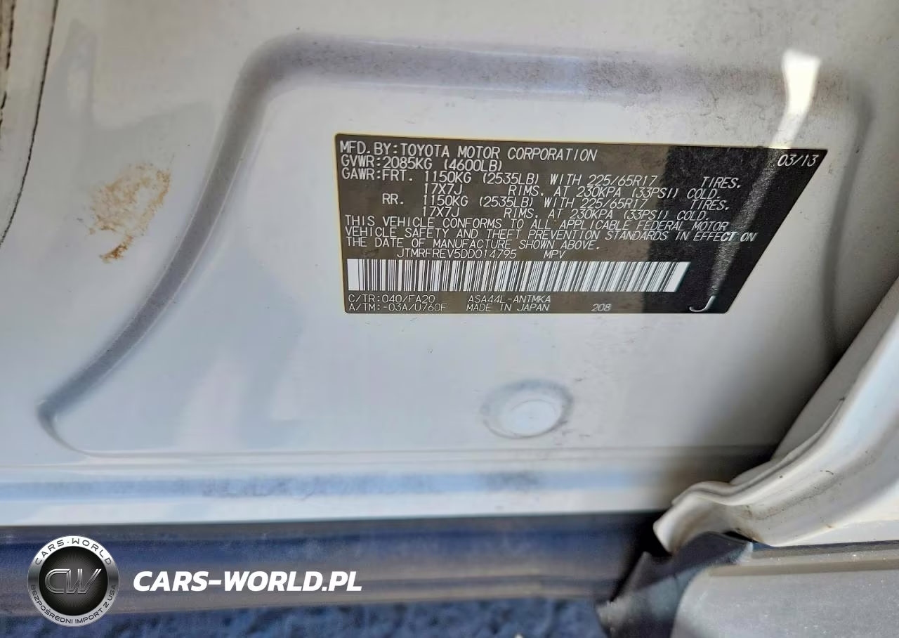 2013 Toyota Rav4 Xle VIN:JTMRFREV5DD014795 - 12