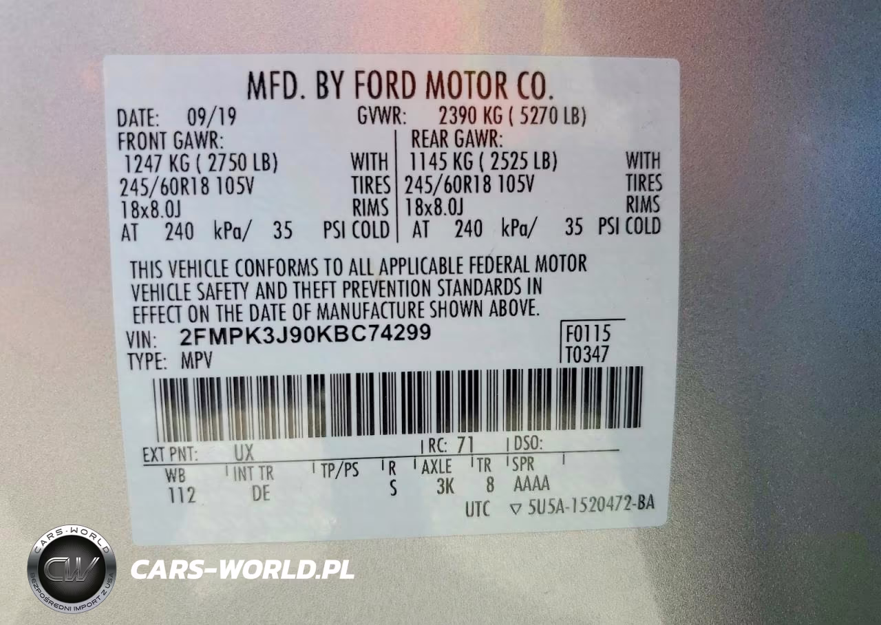 2019 Ford Edge Sel VIN:2FMPK3J90KBC74299 - 13