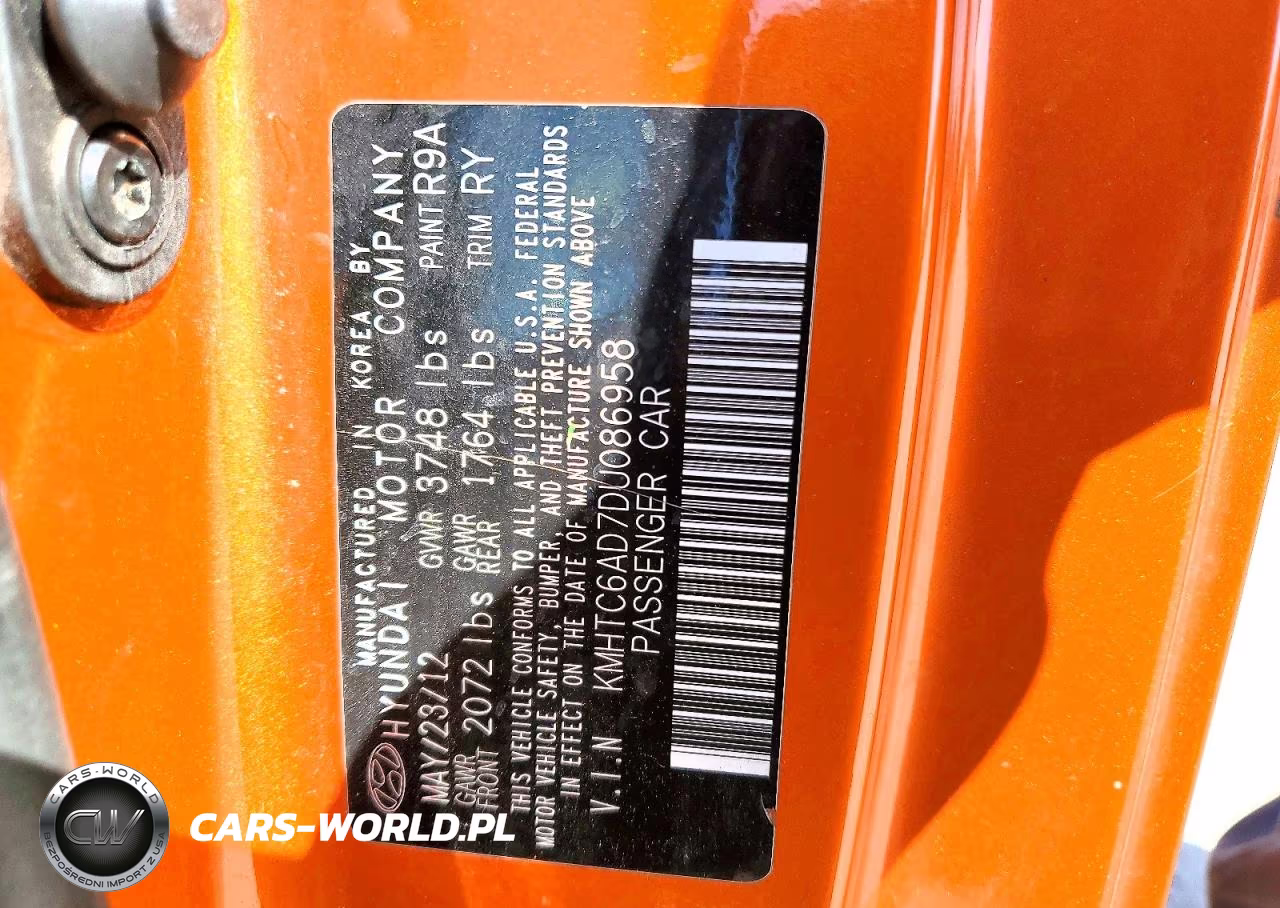 2013 Hyundai Veloster Base VIN:KMHTC6AD7DU086958 - 12