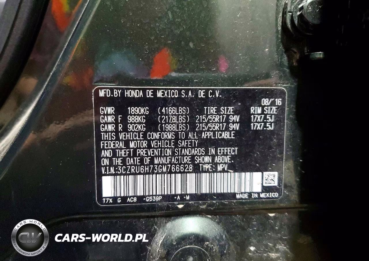 2016 Honda Hr-V Exl VIN:3CZRU6H73GM766628 - 13