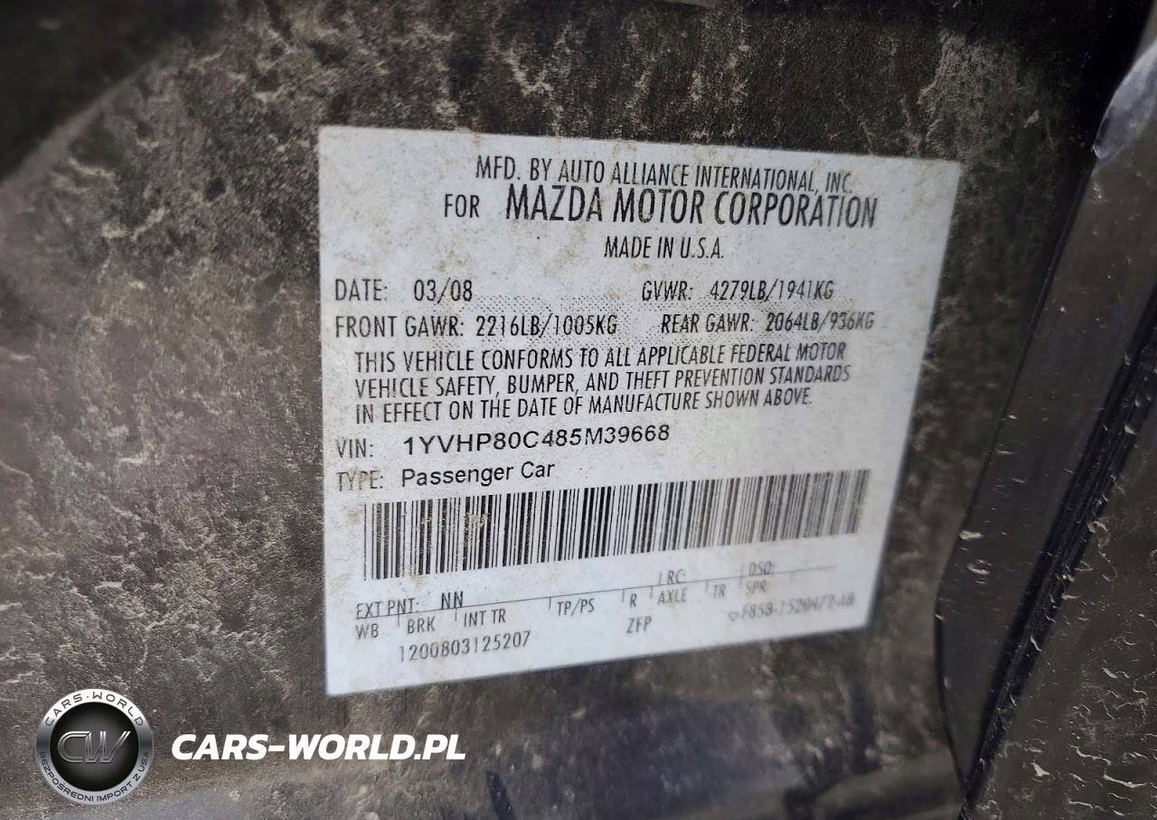 2008 Mazda 6 I VIN:1YVHP80C485M39668 - 12