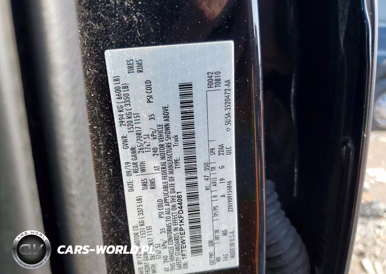 2019 Ford F150 Supercrew VIN:1FTEW1EP1KFD44081 - 12