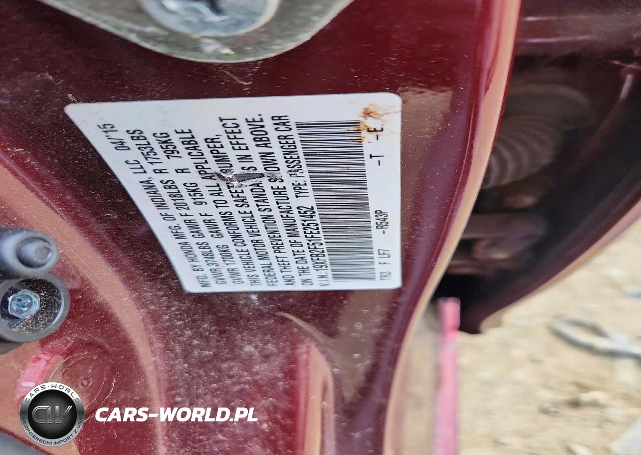 2015 Honda Civic Lx VIN:19XFB2F51FE251452 - 12