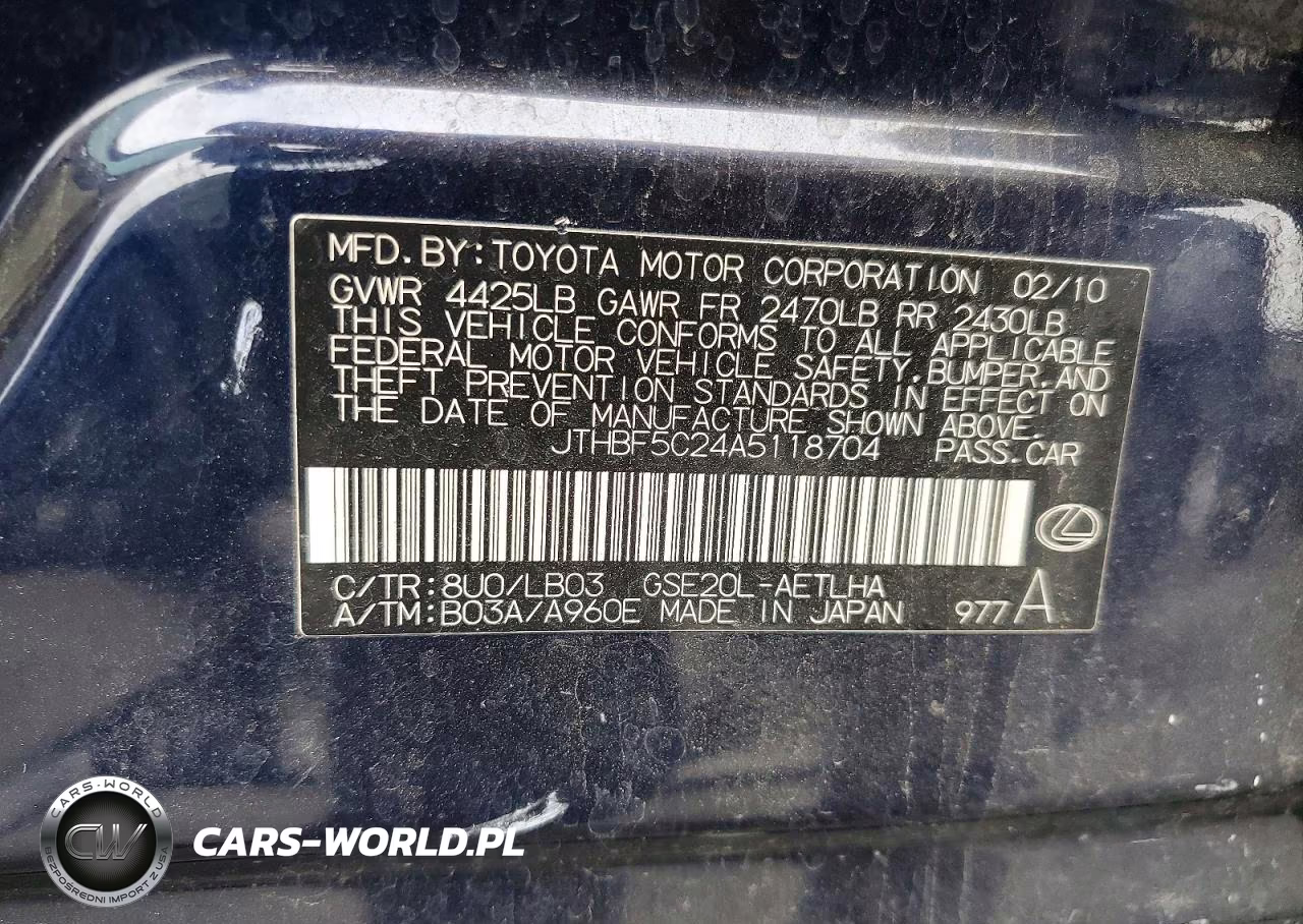 2010 Lexus Is 250 VIN:JTHBF5C24A5118704 - 12