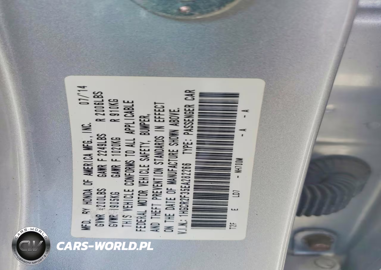 2014 Honda Accord Lx VIN:1HGCR2F35EA282266 - 12