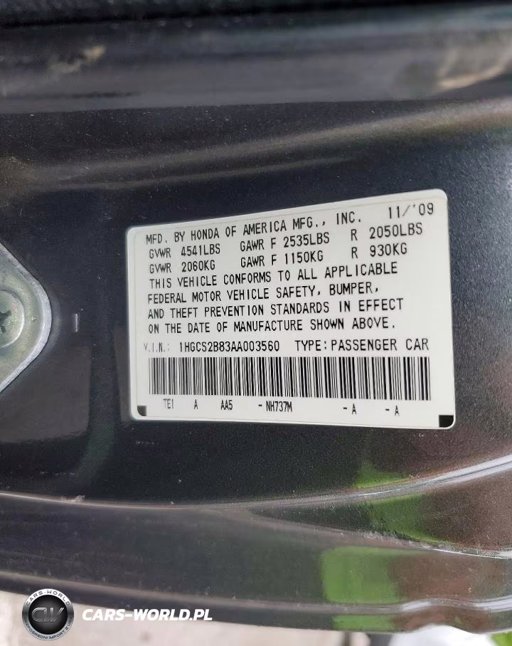 2010 Honda Accord Exl VIN:1HGCS2B83AA003560 - 12