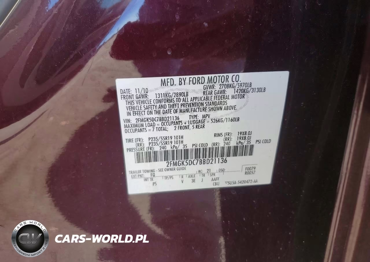 2011 Ford Flex Limited VIN:2FMGK5DC7BBD21136 - 13