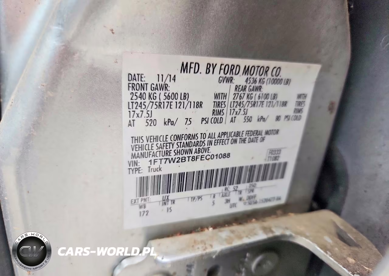 2015 Ford F250 Super Duty VIN:1FT7W2BT8FEC01088 - 12