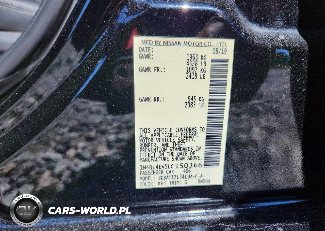 2020 Nissan Altima Sl VIN:1N4BL4EV5LC150366 - 12