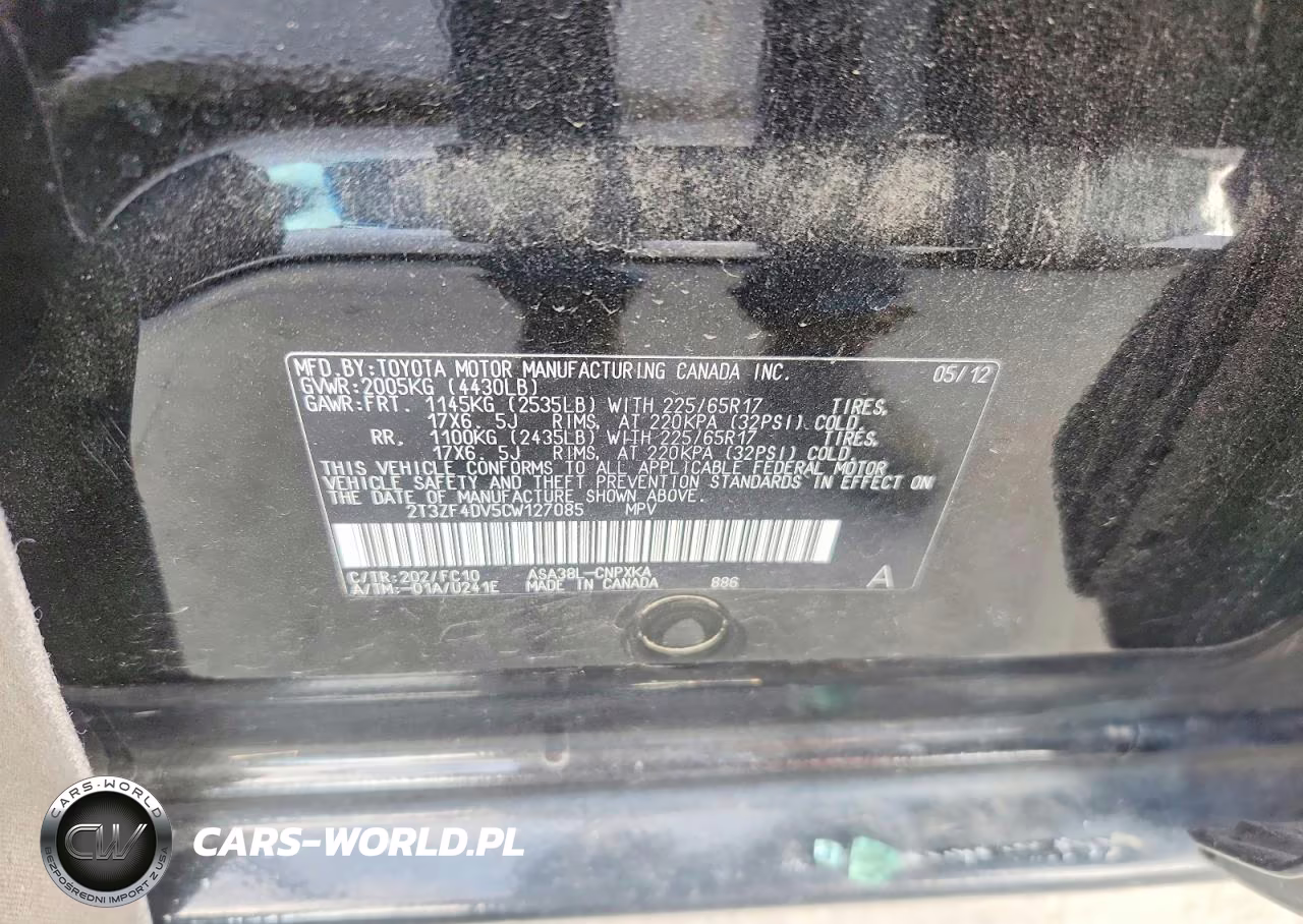 2012 Toyota Rav4 Base VIN:2T3ZF4DV5CW127085 - 13